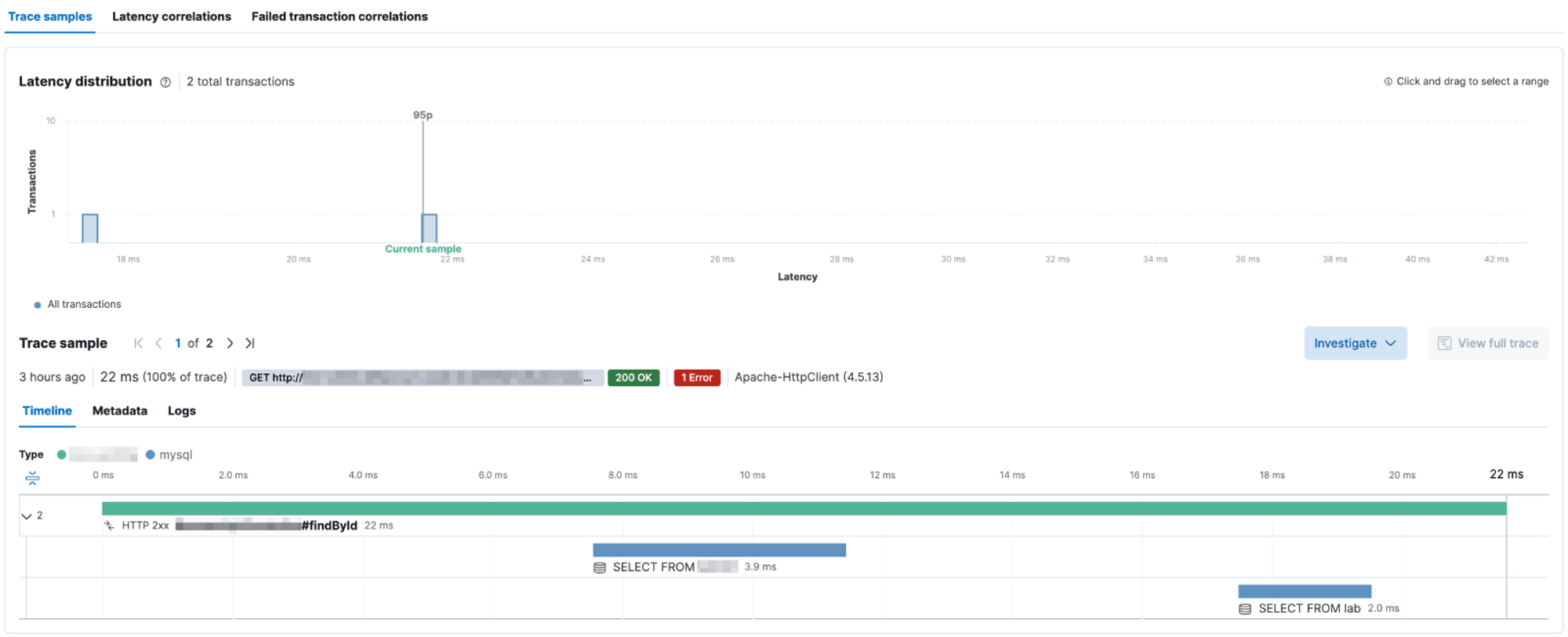 Trace details in Elastic